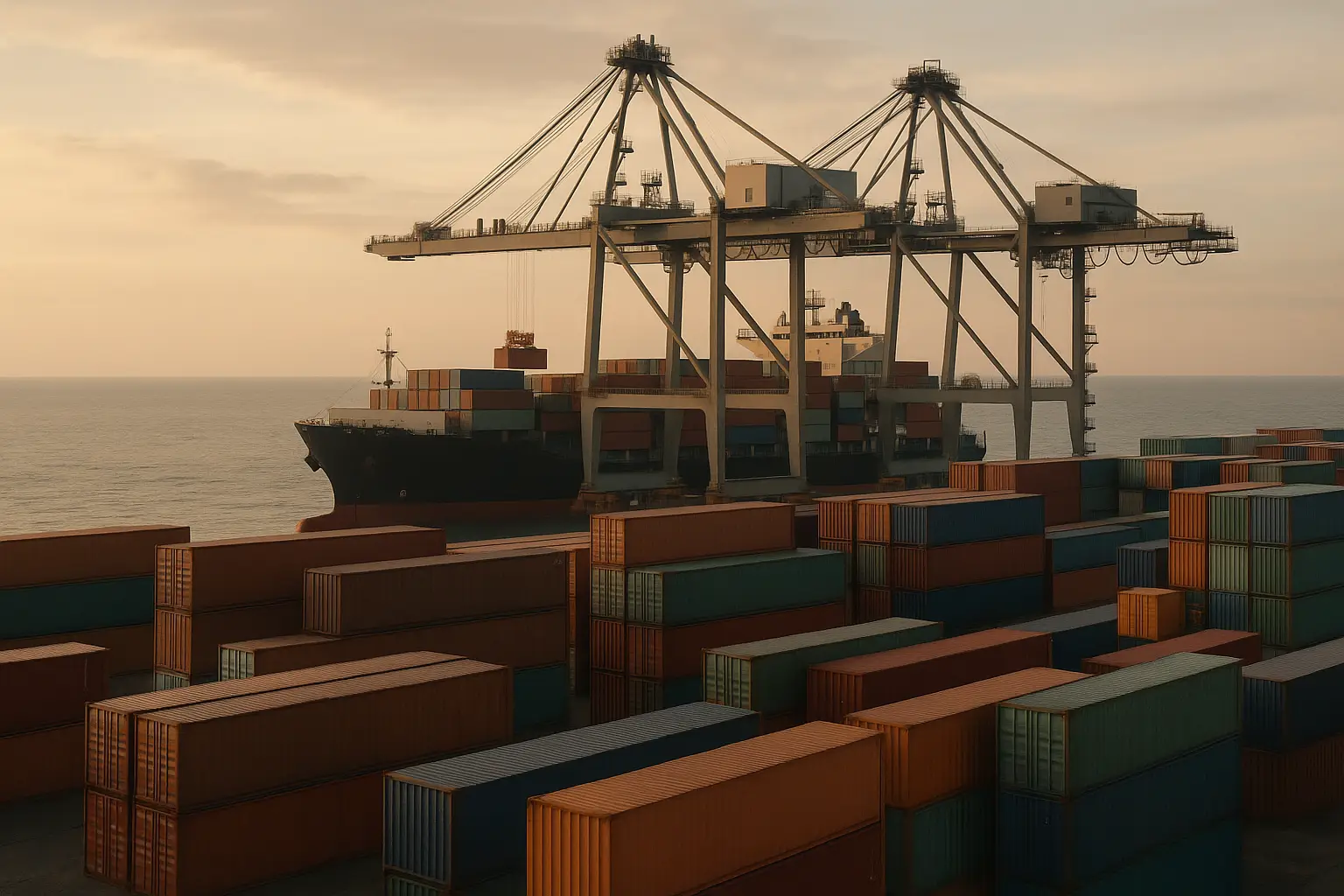 תמונה המציגה תחבורה ימית בתהליך שילוח ימי בינלאומי