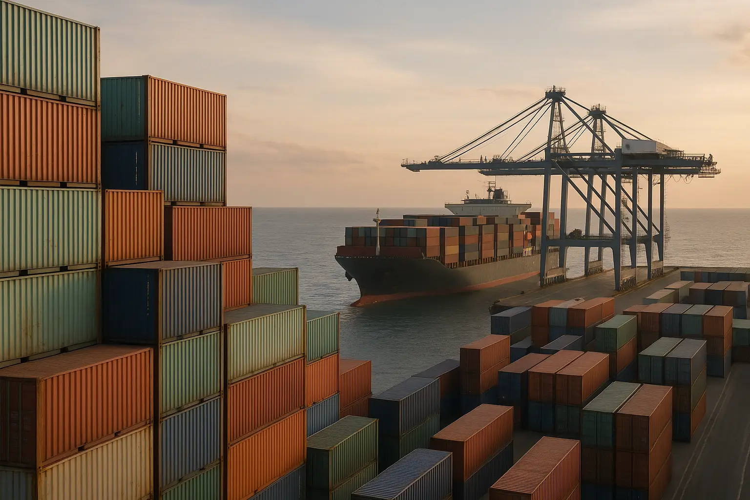 תמונה המציגה הובלות ימיות בתהליך שילוח ימי בינלאומי